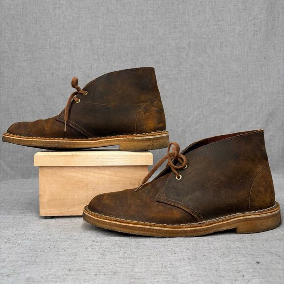 Clarks Originals Desert Boot Brown Leather Beeswax Chukka Lace Up Women's 8.5 - Picture 3 of 11